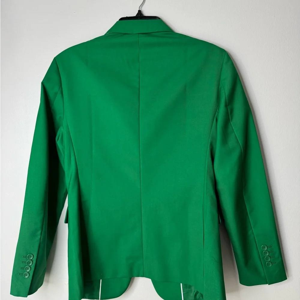 Mage Male Size XS Men's Green 2 PC Pants Suit Front Button Jacket Striped Tie
